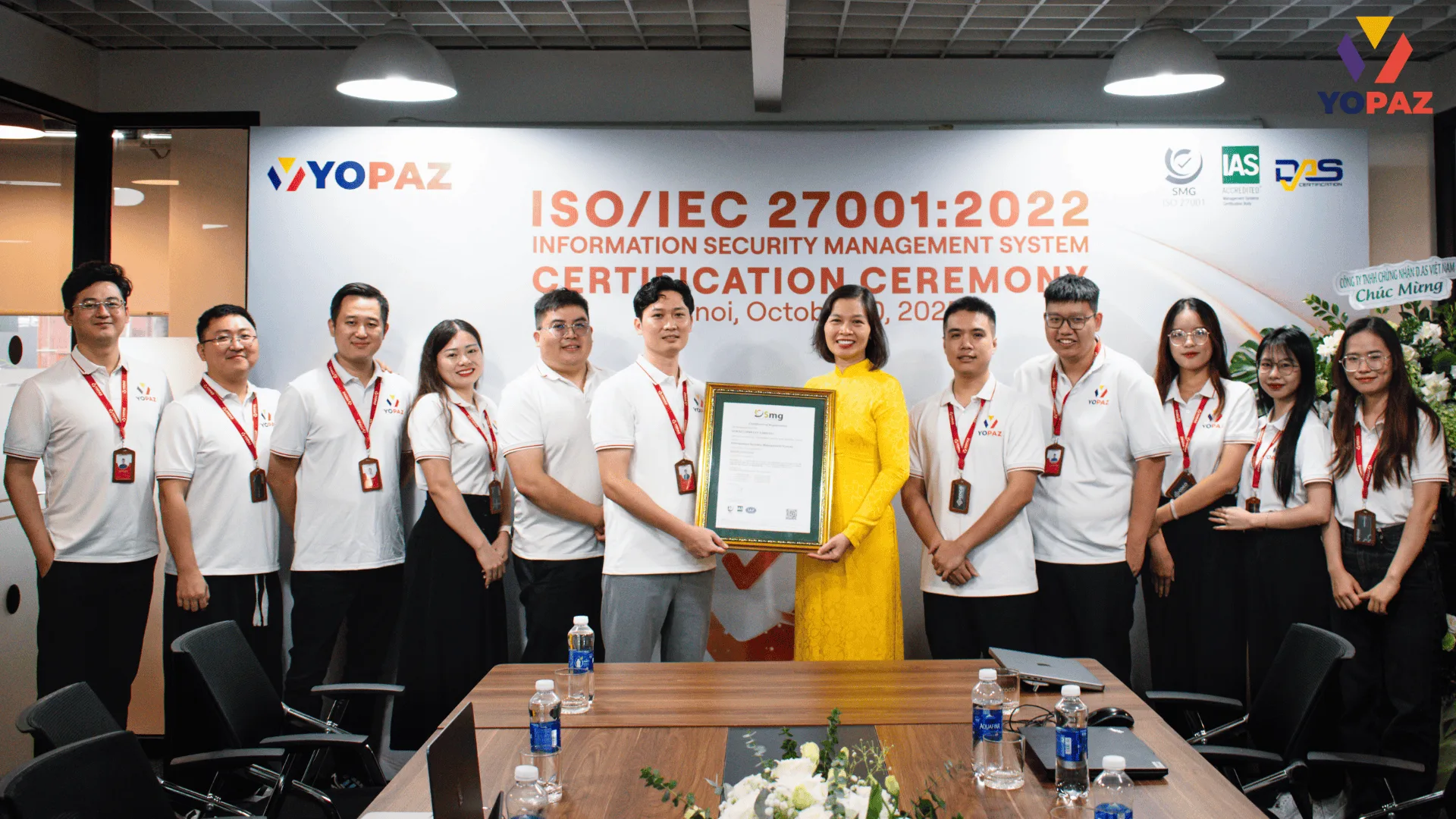 ISO/IEC 27001 認証授与式：Yopazの情報セキュリティ遵守へのコミット